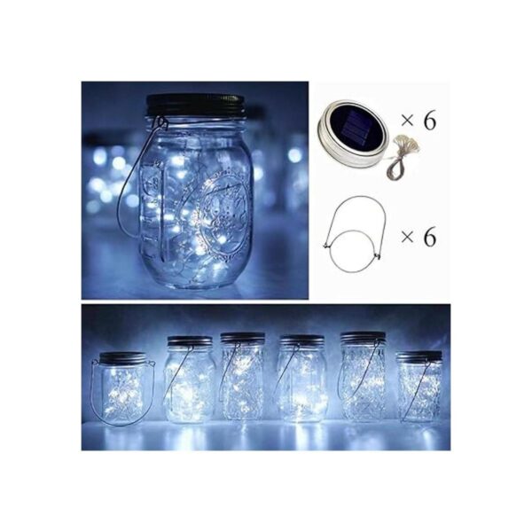 Paquete de 6 luces solares para tarros de masón 20 luces