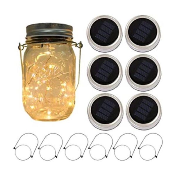 Paquete de 6 luces de tarro Mason alimentadas por energía