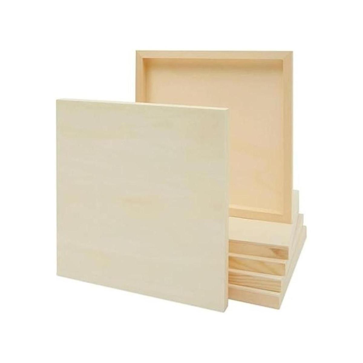 Paquete de 6 paneles cuadrados de madera sin terminar para