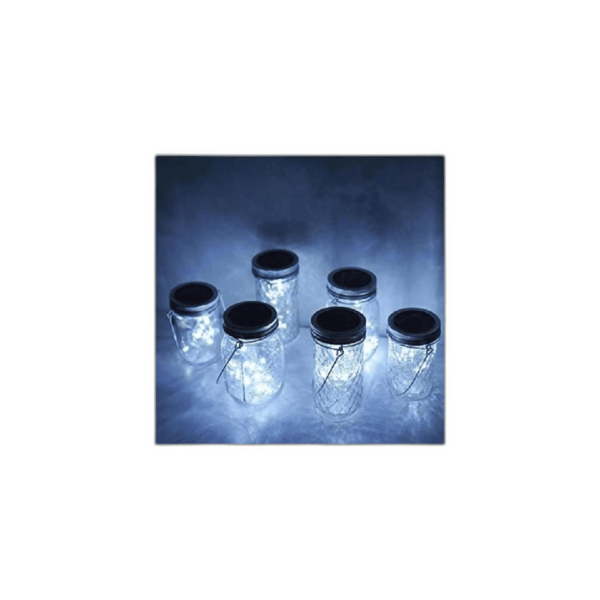 Paquete de 6 luces solares para tarros de masón 20 luces