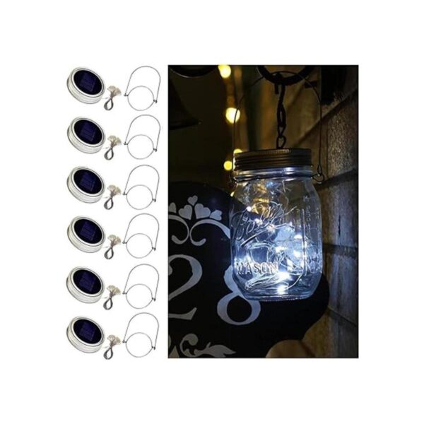Paquete de 6 luces solares para tarros de masón 20 luces