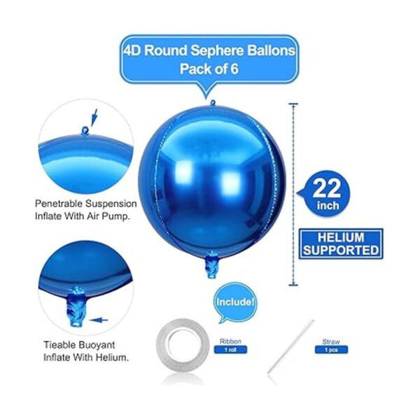 Paquete de 6 globos de aluminio 4D de 22 pulgadas de 22