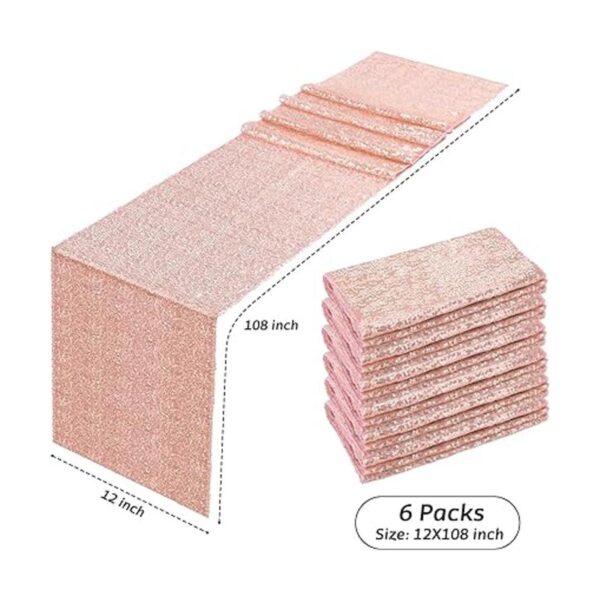 Paquete de 6 caminos de mesa de lentejuelas color oro