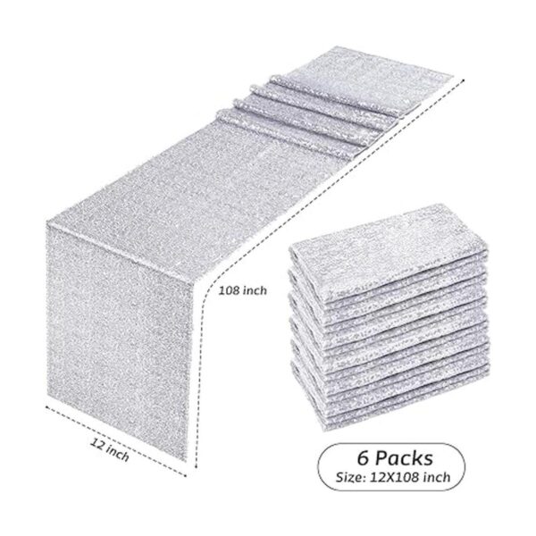 Paquete de 6 caminos de mesa de lentejuelas plateados 12
