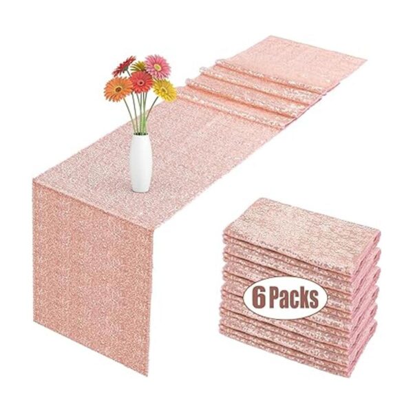 Paquete de 6 caminos de mesa de lentejuelas color oro