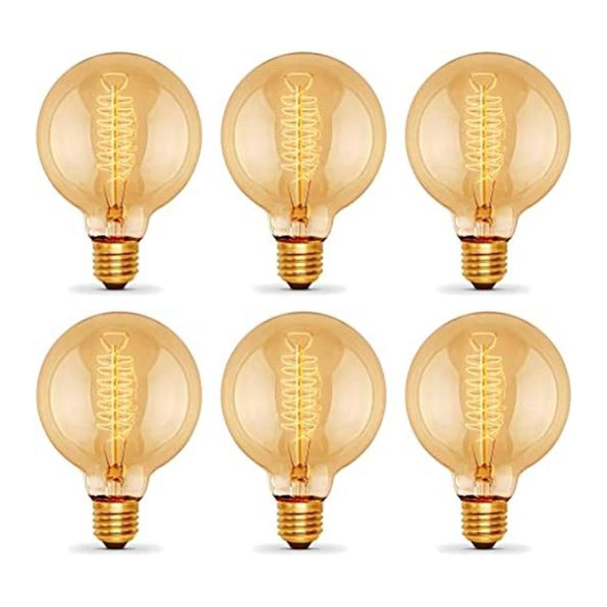 Paquete de 6 bombillas Edison de 60 W G25G80 Globo