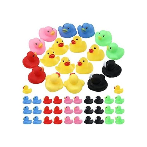 Paquete de 50 mini juguetes de baño de pato multicolor de_1