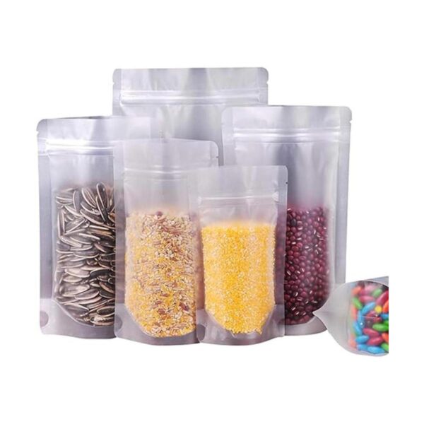 Paquete de 50 bolsas de alimentos transparentes mate con