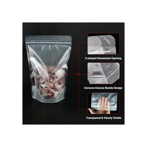 Paquete de 50 bolsas de alimentos transparentes mate con