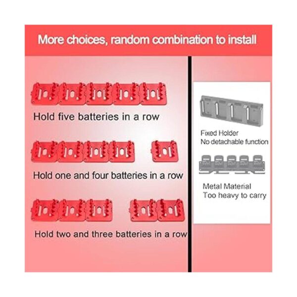 Paquete de 5 soportes de batería para Milwaukee M18 de 18_5