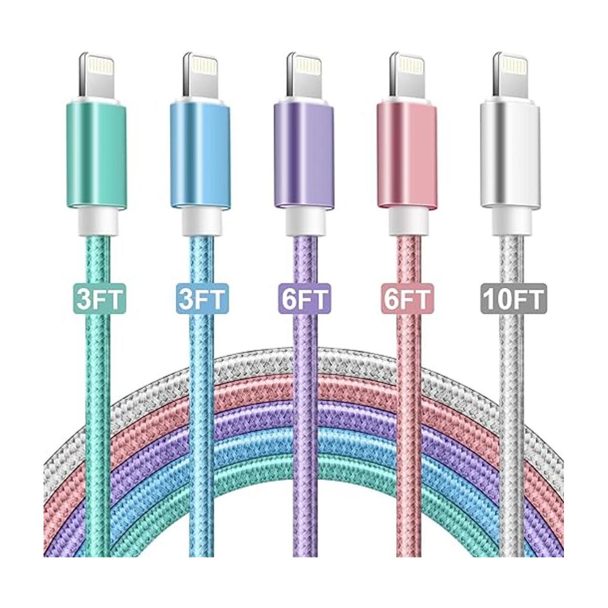 Paquete de 5 cables de carga para iPhone 336610 pies