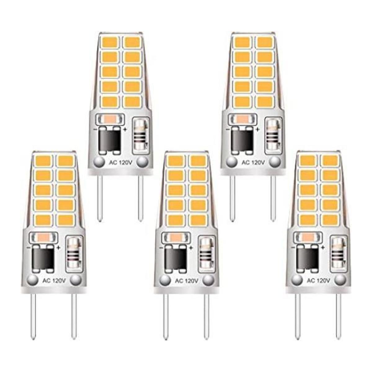 Paquete de 5 bombillas LED G8 de color blanco suave 2700