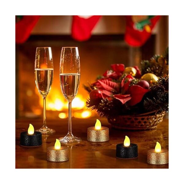 Paquete de 48 velas LED con purpurina dorada velas sin_3