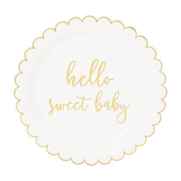 Paquete de 48 platos de papel Hello Sweet Baby para baby