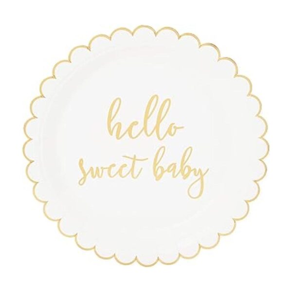 Paquete de 48 platos de papel Hello Sweet Baby para baby