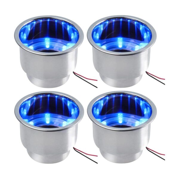 Paquete de 4 portavasos LED azules para bebidas de acero_1