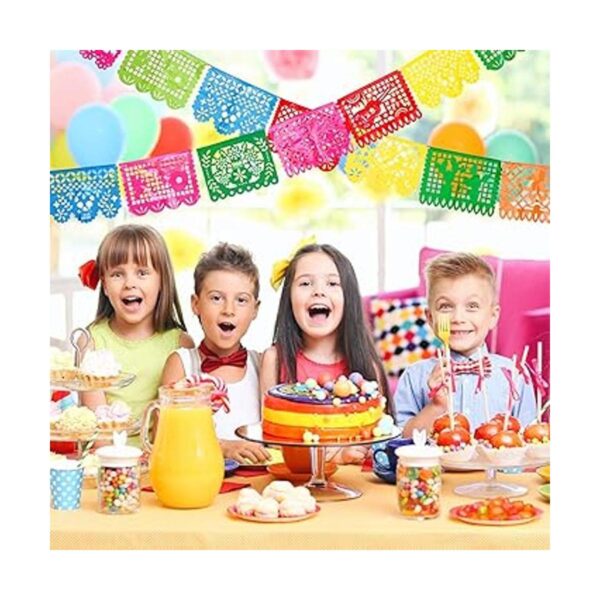 Paquete de 4 pancartas de plástico grande de papel picado_5