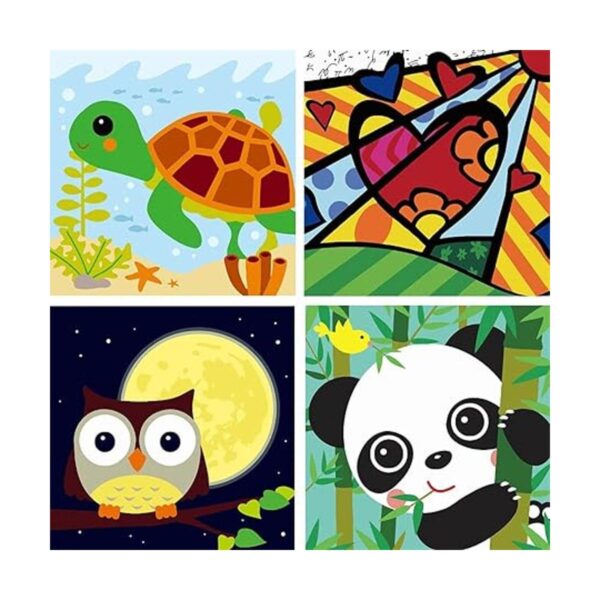 Paquete de 4 pinturas por números para niños pintura