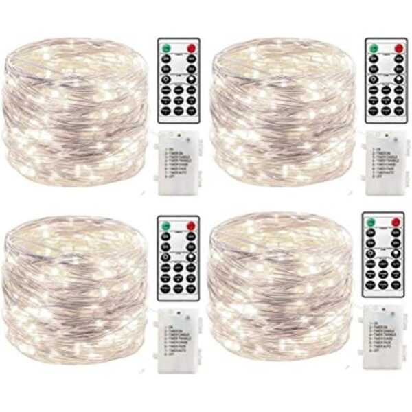 Paquete de 4 luces LED de 20 pies 60 luces LED con pilas