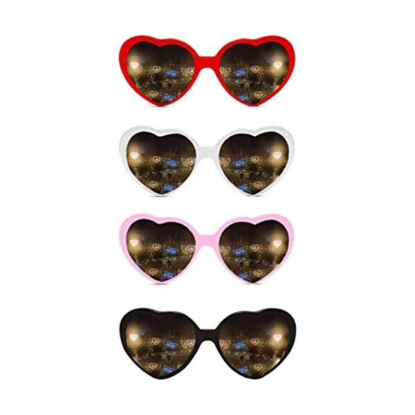 Paquete de 4 lentes de sol en forma de corazón con efecto_1
