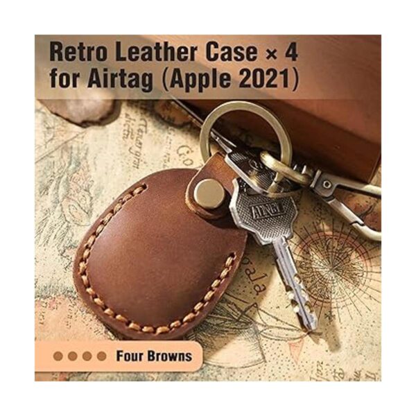 Paquete de 4 fundas de cuero para AirTag Tracker soporte