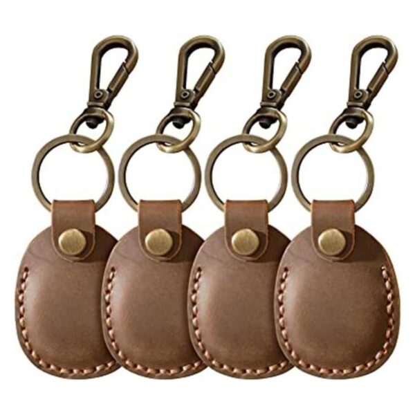Paquete de 4 fundas de cuero para AirTag Tracker soporte
