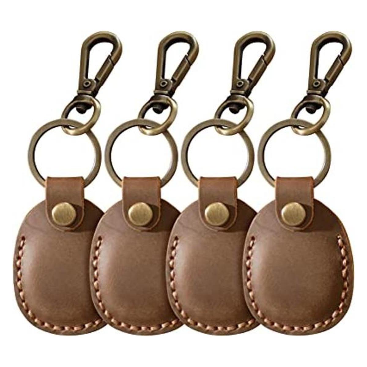 Paquete de 4 fundas de cuero para AirTag Tracker soporte