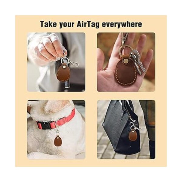 Paquete de 4 fundas de cuero para AirTag Tracker soporte
