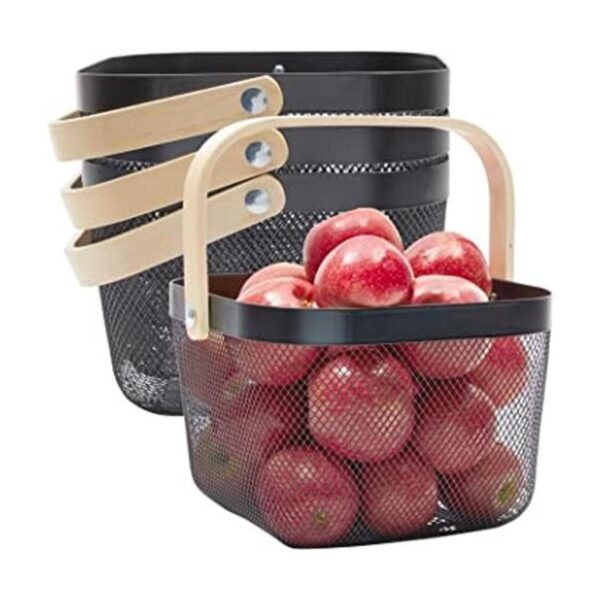 Paquete de 4 cestas cuadradas de malla para frutas con