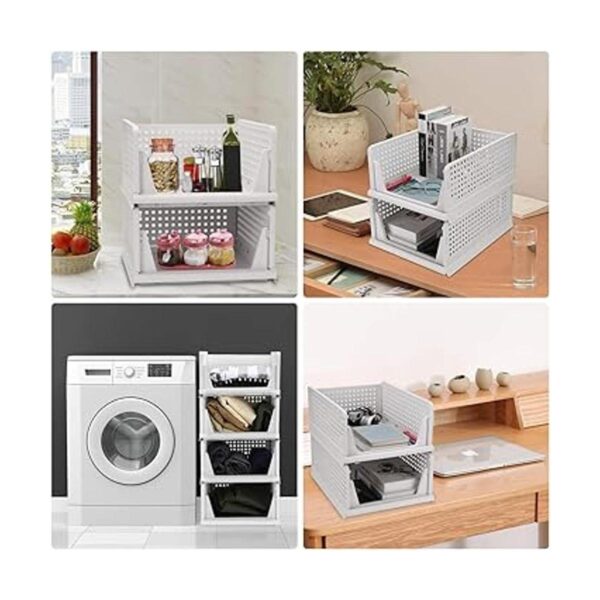 Paquete de 4 cubos de almacenamiento de plástico plegable_4