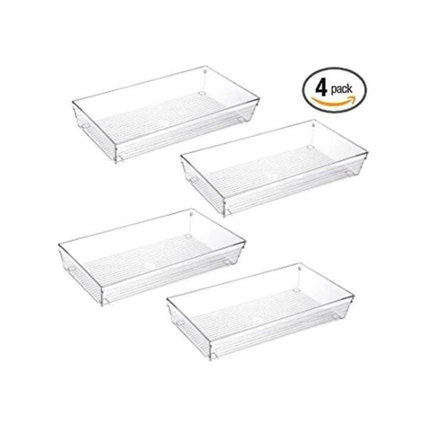 Paquete de 4 cajones de plástico transparente de 12 x 6_1