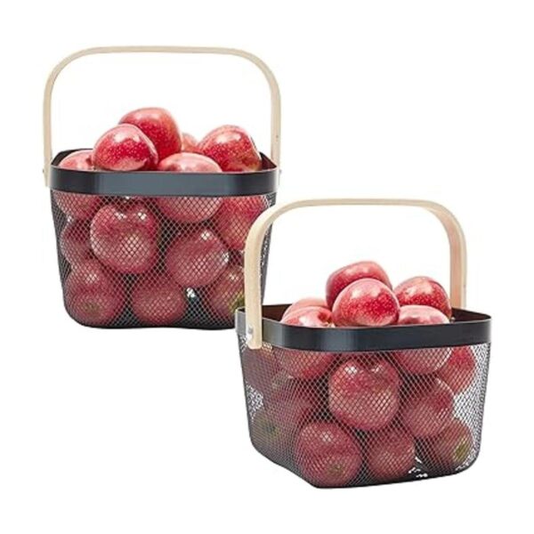 Paquete de 4 cestas cuadradas de malla para frutas con