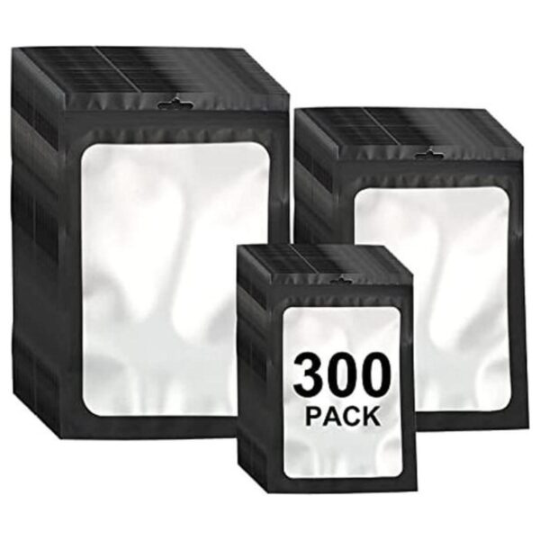 Paquete de 300 bolsas resellables de tereftalato de_1