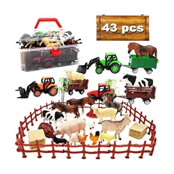 Paquete de 3 tractores de juguete de granja con 40 figuras