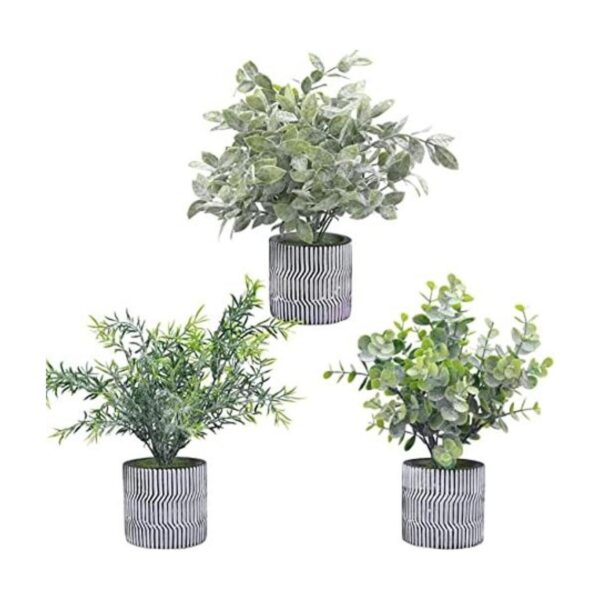 Paquete de 3 plantas falsas en maceta de cerámica con