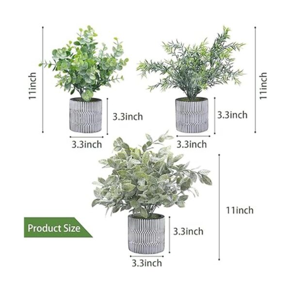 Paquete de 3 plantas falsas en maceta de cerámica con