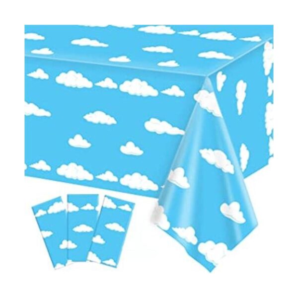 Paquete de 3 manteles de fiesta de cumpleaños con nubes