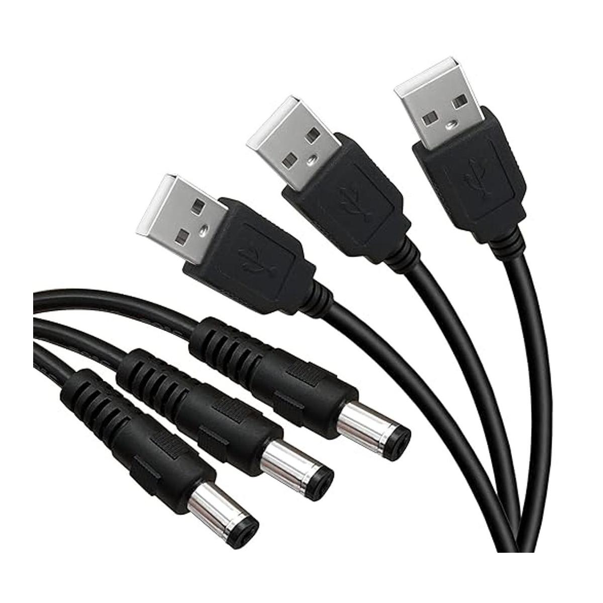 Paquete de 3 conectores USB 2.0 tipo A macho a DC 0.217 x