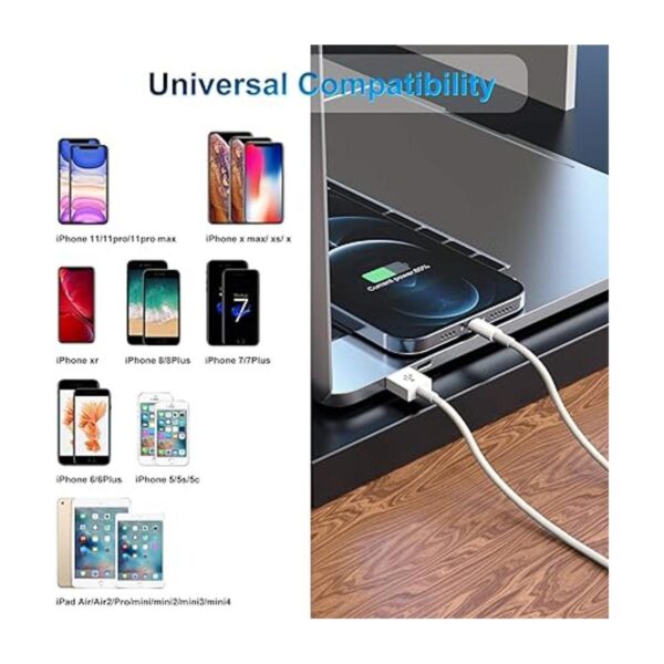 Paquete de 3 cables de carga largos para iPhone de 6 pies_3