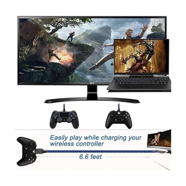 Paquete de 3 cables de carga de controlador PS4 de 6 pies_6