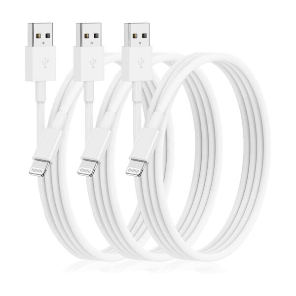 Paquete de 3 cables de carga largos para iPhone de 6 pies_1