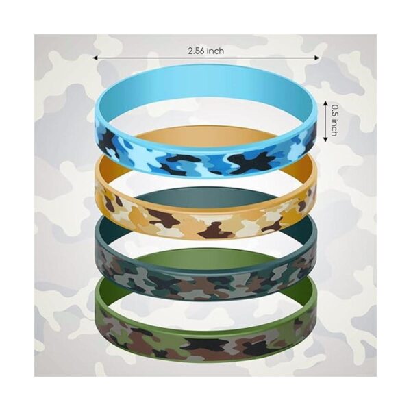 Paquete de 24 pulseras de goma de camuflaje del ejército