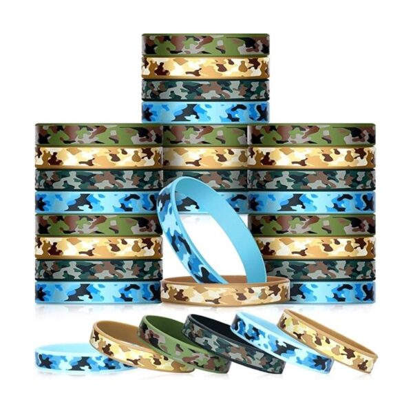 Paquete de 24 pulseras de goma de camuflaje del ejército