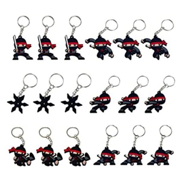 Paquete de 24 llaveros ninja para decoración de fiesta de_1