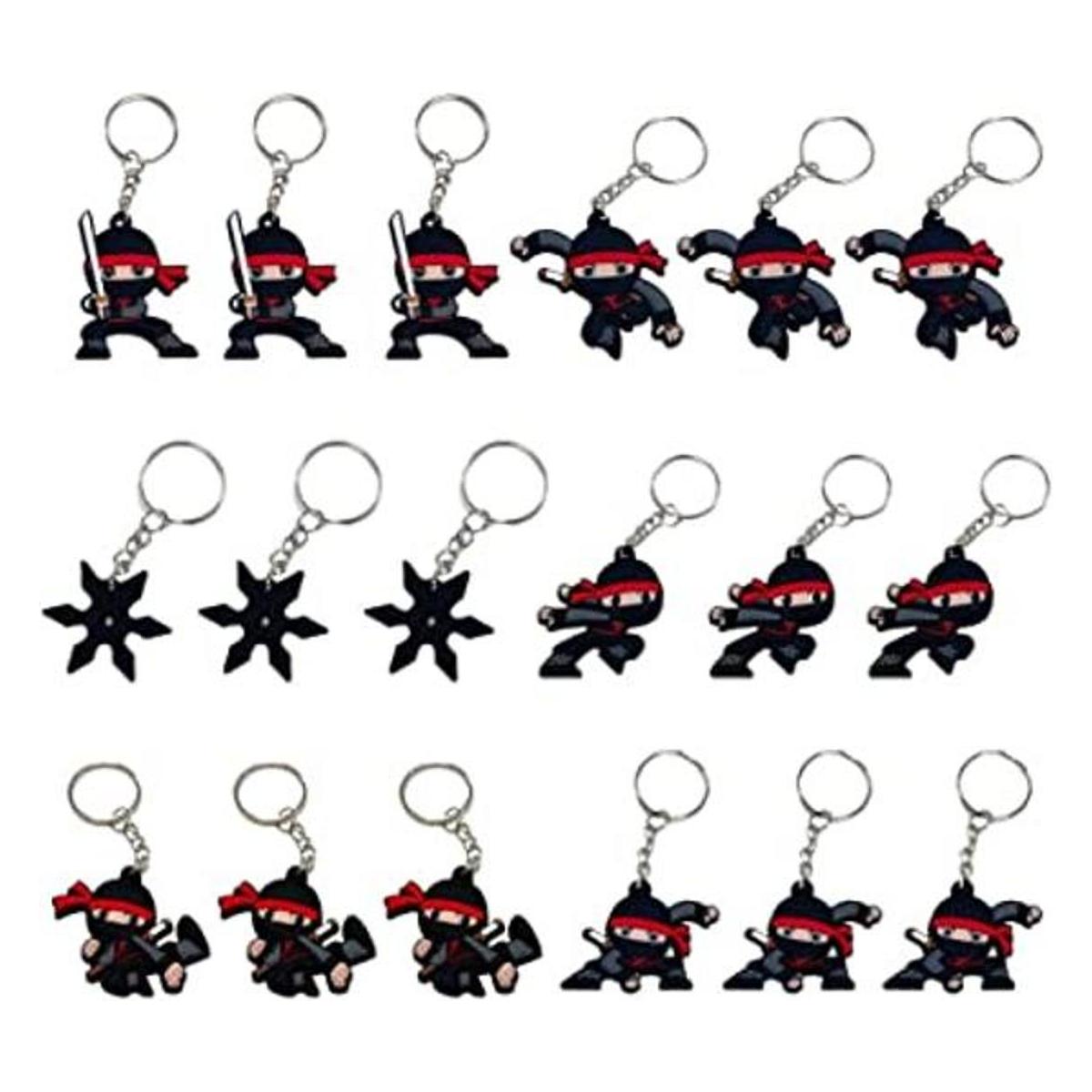 Paquete de 24 llaveros ninja para decoración de fiesta de