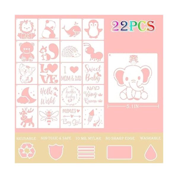 Paquete de 22 bonitas plantillas de bebé para decoración