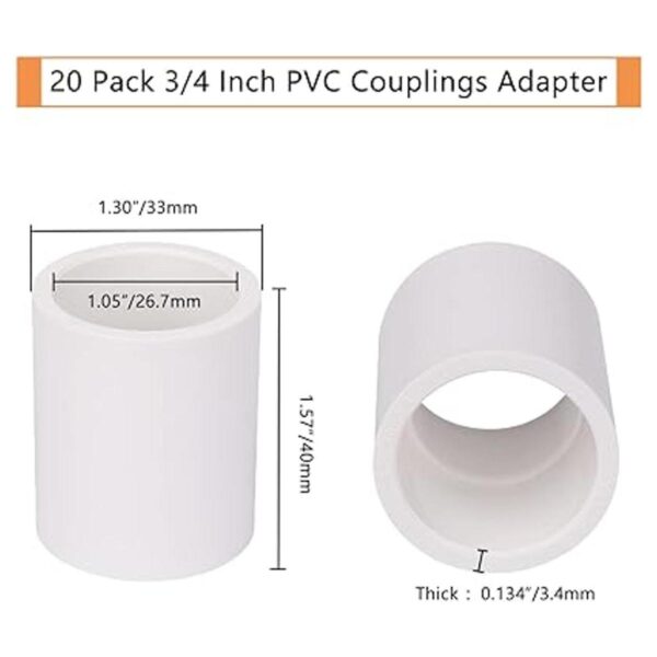 Paquete de 20 accesorios de tubería de PVC de 34