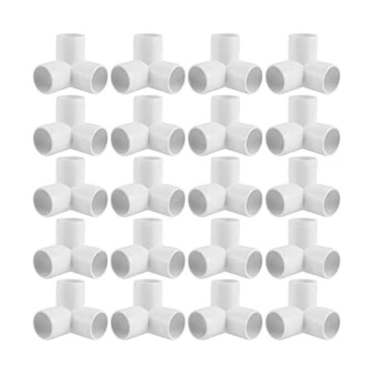 Paquete de 20 codos de tubo de PVC de 3 vías de 1 pulgada