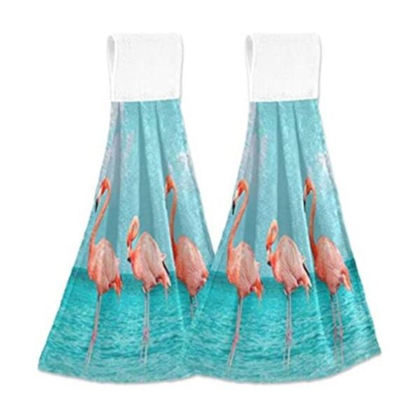 Paquete de 2 toallas de mano de flamenco de verano playa