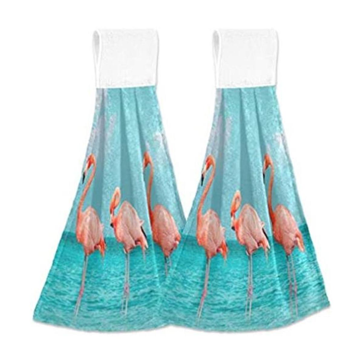 Paquete de 2 toallas de mano de flamenco de verano playa